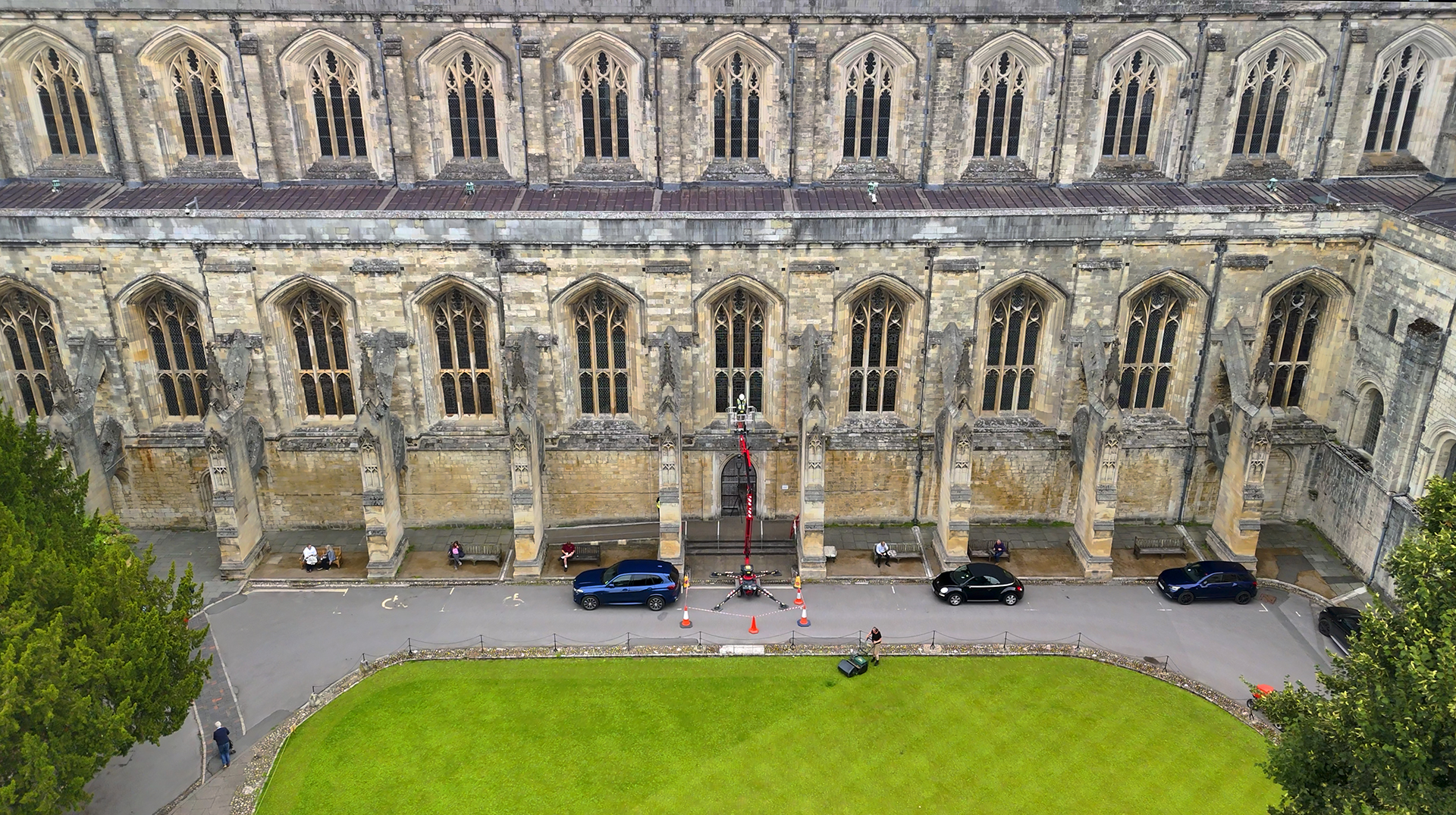 photo of the cathedral from the drone